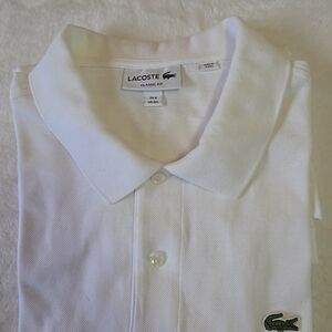 Lacoste White Short-Sleeve Polo with Crocodile Logo